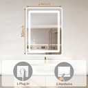 BEAUTYPEAK 24"x30" LED Bathroom Mirror with Lights, Backlit + Front Lit, Anti-Fog, Lighted Bathroom Mirror for Wall, HD Shatterproof Tempered Glass, Dimmable, Memory Function (Horizontal/Vertical)