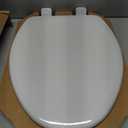 Mayfair Linden Slow Close Toilet Seat, Non Slip Heavy Duty Wood, Easy Install, Elongated, White