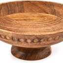 Fruit Bowl Mango Wood Elevated Decorative Serving Bowl | Natural Wooden Centerpiece for Kitchen & Dining (12" x 12" x 4.75")