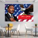 MLK Day Banner Backdrop, I Have A Dream Inspirational Quote Design, 71 x 43 Inches, Indoor Decorative Banner for Home, Classroom, Office (Blue and Red 02)