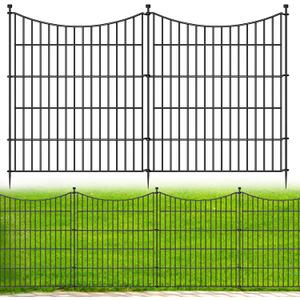 10 Panels No Dig Dog Fence Outdoor for Yard, 32 in(H) X 23.6 ft(L) Decorative Tall Garden Fence Animal Barrier, Rustproof Metal Wire Garden Edging and Borders, Temporary Fencing Stakes