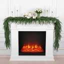 6FT Christmas Norfolk Pine Garland Artificial Real Touch Green Pine Garlands Indoor Christmas Decorations for Mantle Table Runner Fireplace Stairs Outdoor Winter Decor