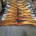 DweIke 6x9 Area Rug for Living Room, Washable Soft Abstract Tiger Stripe Carpet for Bedroom, Low Pile Rubber Backed Animal Print Rugs, Non-Slip Throw Carpets for Dining Room Western Home Decor