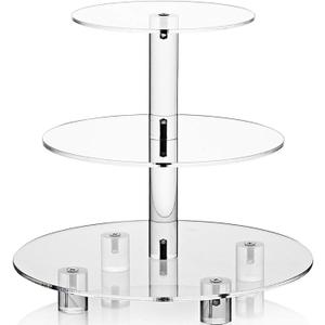 Acrylic Cupcake Stand, Clear Dessert Tower Holder Display with Base for Wedding, Party, Baby Shower, 3 Tier Round, Transparent