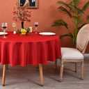 MEANMOY Red 210 GSM Water & Stain Resistant Round Tablecloth for Circle Table - Solid 70 Inch Table Cloth Cover in Wrinkle Free Durable Washable Polyester Fabric for Wedding, Party, Banquet