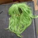 Anime Light Green wig with Bangs Long Straight Hair with Ponytail Layered Haircut Loose wig Heat-Resistant Fiber Wig Halloween,Christmas,Comic con,Game Show