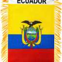 Anley 4 X 6 Inch Ecuador Fringy Window Hanging Flag - Mini Flag Banner & Car Rearview Mirror Dcor - Fringed & Double Sided - Ecuadorian Hanging Flag with Suction Cup