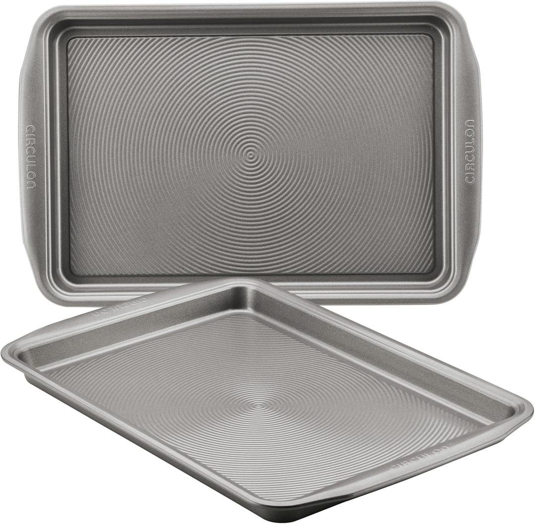 Circulon Bakeware Nonstick Cookie Pan Set, Cookie Sheets for Baking, 2-Piece, Gray