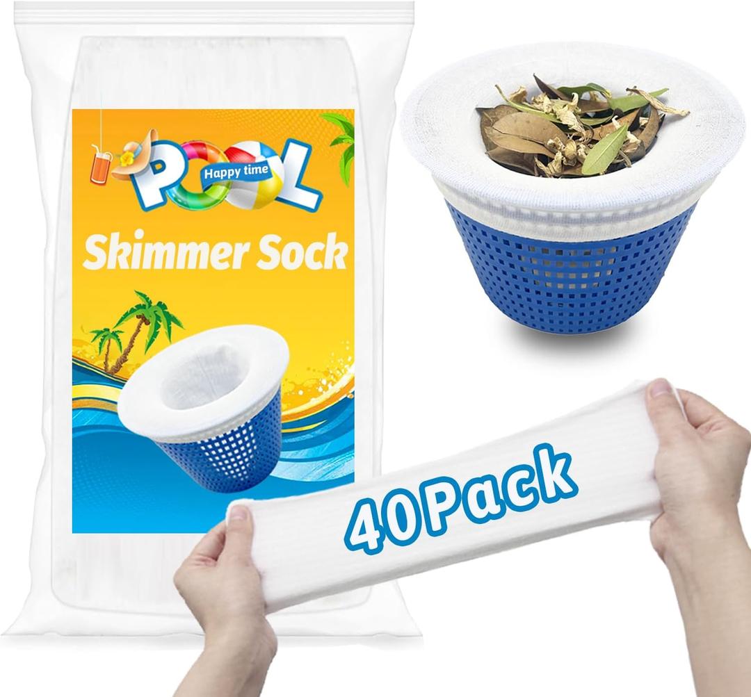 40-Pack Pool Skimmer Socks, Ultra Fine Mesh Screen Skimmer Filter Socks Swimming Pool Skimmer Basket Sock Pool Cleaning Filter Socks Cleans Debris and Leaves for In-Ground or Above Ground Pools