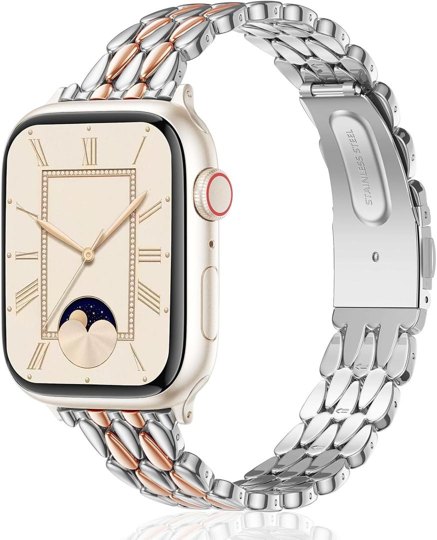 VISOOM Gold Iwatch Bands Compatible With Apple Watch Bands 38/40/41/42/44/45/46mm Women - Thin Metal Dressy Luxury Cute Designer Apple Watch Series 11 10 Se 9 8 7 6 5 4 3 2 1 Bracelet Bands for Women