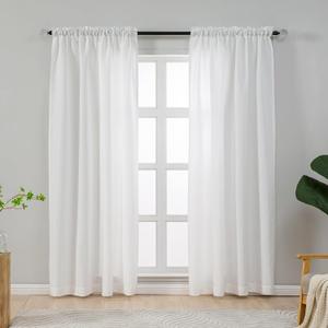 L.Z.E White Light Filtering Curtains 72 Inch Length 2 Panels Set, Privacy Non-See-Through Curtains for Living Room Nursery Doorway Divider, Rod Pocket Window Panels