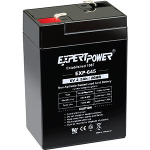 ExpertPower EXP645-6V 4.5Ah / 20HR SLA Rechargeable 6V Battery for Ride on Toys, Emergency Light, Exit Sign Battery Replacement, Sealed Lead Acid 6 Volt Batteries with F1 Terminals
