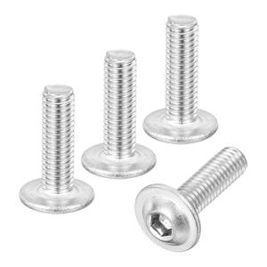 uxcell 80Pcs M6-1x20mm Flanged Button Head Socket Cap Screws, 304 Stainless Steel Socket Drive Fasteners Bolts, Fully Thread Machine Screws, Silver