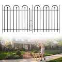 BOWDIMS Garden Fence with Gate - 5 Panels, 32 in(H) x 12 ft(L) No Dig Animal Barrier, Arched Decorative Garden Fence Border with Ground Stakes, Rustproof Metal Fencing for Yard Patio Dog Rabbit