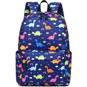 BABUN Backpack Boys Elementary Middle School Bags for Kids Bookbag Lightweight Teenager Laptop Durable Waterproof 17 In (F-Blue Dinosaur)
