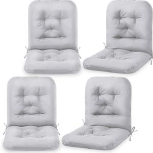 Chunful Back Chair Cushion Outdoor Indoor Tufted Seat/Back Patio Seating Cushions Waterproof Weather Resistant Patio Rocking Pads for Outdoor (Light Gray, 4 Pcs)