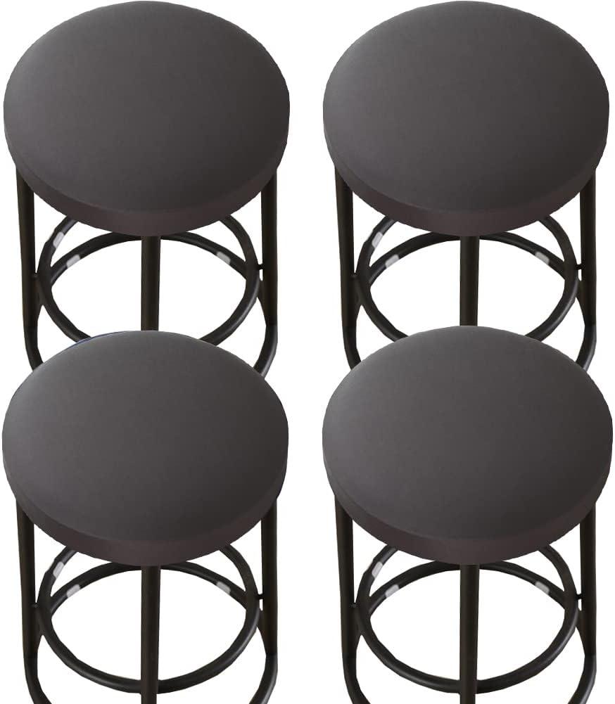 HFCNMY Stool Covers Round,4 Pack Stretch Round Bar Stool Covers Washable Bar Stool Seat Covers Stool Cushion Slipcover Elastic Bar Chair Covers for 13-18 Inch Chair (Drak Gray)