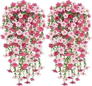 Artificial Hanging Flowers for Outdoors Decorations Spring Summer indoor 4 Pack Faux Silk Daisy, Fake Hanging Flowers, UV Resistant Plants Outside Home Indoor Planter Porch Patio Balcony Yard Decor