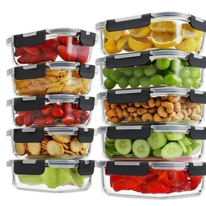 HOMBERKING 10 Pack Borosilicate Glass Meal Prep Containers with Locking Lids, Glass Food Storage Containers Set, Airtight Lunch Bento Boxes, BPA-Free & Leak Proof, 36oz & 14oz, Freezer, Oven Safe