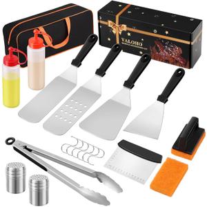 Griddle Accessories Kit for Blackstone,19Pcs Flat Top Grill Accessories Set for Camp Chef,BBQ Spatula Set with Scraper for Outdoor Grill Camping Cooking