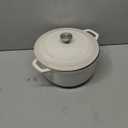 Mueller Cast Iron Dutch Oven Pot with Lid, 6 Quart Enameled, Dual Handles, Stainless Steel Knob, Stew & Induction Pot - For Braising, Roasting, Baking, Cast Iron Bread Pan with Lid, White