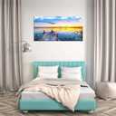 XXMWallArt FC2275 Jetty In The Sunset Lake Wall Art Canvas Prints Painting Nature Pictures Framed Landscape Paintings Canvas Wall Art for Living Room Bedroom Kitchen Home and Office Wall Decor, 60"L x 30"W