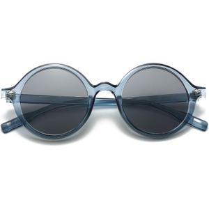 2 x Retro Round Sunglasses for Men Womens Vintage Trendy Circle Sunglasses Costume Cosplay Sun Glasses UV400 Protection (Blue/Transparent Grey)