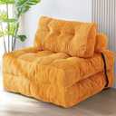 MAXYOYO Folding Sofa Bed, Convertible Sleeper Chair with Pillow Foldable Mattress with Back Support, Portable Fold Out Chair Bed Comfy Floor Sofa Lounge for Living Room Bedroom, Orange, Single