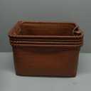 Hand Woven Baskets for Storage, 4Pcs Water-Resistant Wicker Baskets, Brown Wicker Storage Baskets for Shelves, Large Basket with Handle for Organizing, Clothes, Laundry, Blanket - Rectangular, Medium