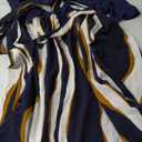 Women's Elegant Vintage Round Neck Short Sleeve Summer Casual Work Party A-Line Dress with Belt 809, Size XXL