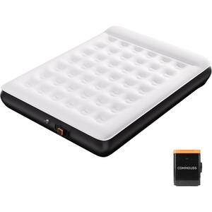 COMMOUDS Queen Air Mattress with Built-in USB Rechargeable Air Pump, Camping Blow up Mattress, Portable Inflatable Mattress, Air Bed for Outdoor, Travel, Home and Guest, 8" Raised