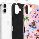 Magnetic for iPhone 16 Case [Compatible with Magsafe] Cute Summer Beach Monkeys Pattern Design, Full Body 2 in 1 Shockproof Scratch Resistant Protective Cover for Women Girl