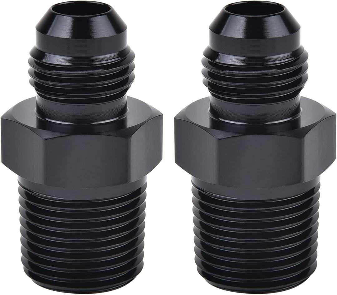 EVIL ENERGY 6AN Male Flare to 3/8" NPT Pipe Fitting Adapter Aluminum Straight Black 2PCS