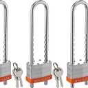 Locks with Keys, WULALACK 2 inch Wide Laminated Steel Keyed Padlock with Adjustable Shackle, Long Padlocks with Same Key,3 Pack