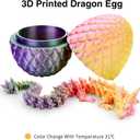 2 x 3D Printed Dragon Eggs with Dragon Inside,Color Change with Temperature,Lavender Purple+Mint Green to Pink+Yellow (12 inch)