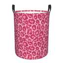 Pink Leopard Texture Round Laundry Hamper Storage Basket Toys Clothes Organizer Bin For Home Bathroom Bedroom Dorm Nursery, 38l
