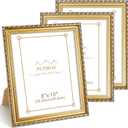 puthiac 8x10 Gold Picture Frames set of 3 – Ornate Vintage Baroque Photo Frame with Shatterproof Acrylic, Wall & Tabletop, Vertical/ Horizontal, Antique Gold Gallery Decor