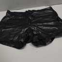 Shiyinvie Women's Metallic Faux Leather Shorts, Sexy Stretch PU Shorts (L)