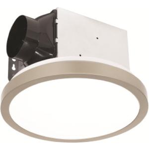 Homewerks 7105-09-BN Bathroom Fan with Light 90-CFM 1.5 Sones Round Ventilation Fan with Dimmable LED Light and Magnetic Trim Ring Brushed Nickel