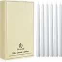 New Burning Formula Unscented Dripless 10-Inch Taper Candles Set of 12 - White, for Wedding, Dinner - Smokeless, Long Burning - Hand Poured, Colored Tall Candlesticks - Blancas