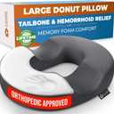 5 STARS UNITED Donut Pillow Hemorrhoid Tailbone Cushion  Large Cushion for Pain Relief  Coccyx, Prostate, Sciatica, Pelvic Floor, Pressure Sores, Pregnancy, Postpartum Recovery, Dark Gray
