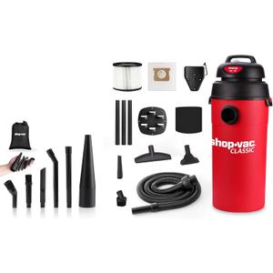 Shop-Vac 5 Gallon 5.5 Peak HP Wet/Dry Vacuum + 6PC Micro Cleaning Nozzle Kit, 1-1/4" Detailed-Cleaning Attachments