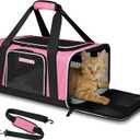 Petskd Pet Carrier 17x12x8.5 JetBlue Allegiant Airline Approved,Pet Travel Carrier Bag for Small Cats and Dogs, Soft Dog Carrier for 1-8 LBS Pets,Dog Cat Carrier with Safety Lock Zipper(Pink)
