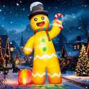 12FT Giant Christmas Inflatables Gingerbread Man Built-in Bright LED Light, Huge Christmas Decorations Outdoor Hold Candy Cane & Gift Large Christmas Blow Up Yard Decoration for Xmas Holiday Party