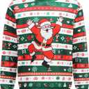 GRAJTCIN Ugly Couples Christmas Sweater Adult Funny 3D Print Cat Elk Dog Christmas Party Cosplay (Medium, Red and Green-santa Claus)