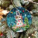 8 x Funny Cat Ornament 2025 Ceramic Holiday Decoration with Santa Hat Cat Tangled in Lights  Cute Pet Lover Gift  Rustic Farmhouse Xmas Tree Dcor