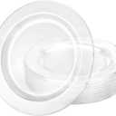Lillian Tablesettings 240 Count Plastic Plates 10.25 inch Premium Quality Heavyweight China Like Disposable Plates, Wedding and Party Dinnerware, Crystal Clear - Value Pack 240 Count
