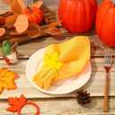 Whaline Fall Thanksgiving Napkin Rings Set of 20, 10 Pcs Wooden Maple Leaf Napkin Ring Holders with 10 Pcs Fall Cloth Napkins for Thanksgiving Table Decorations, Fall Banquet, Holiday Dinner Party