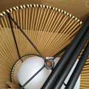 46" Solar Outdoor Floor Lamps for Patio Decor, Rattan Wicker Lights, Hand Woven Lamp Stable Metal Lanterns Outdoor Waterproof, Ideal for Gardens, Yards, Pathways, Driveways and Porches