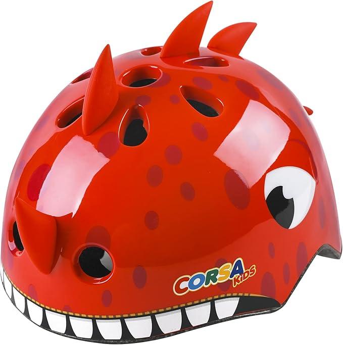 Toddler Kids Bike Helmet, Adjustable and Multi-Sport, 3 Sizes for Ages 1-2-3-5-8-14 Years Child Infant Boys Girls (Red dinosaur) 